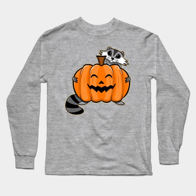 JACK-O-LANTERN RACCOON Long Sleeve T-Shirt by roxiqt